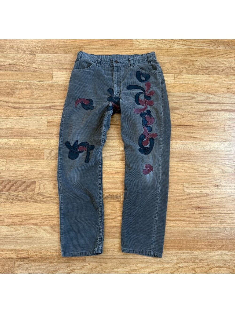 Vintage 80's Levi's Custom Leather Patch Corduroy Pants 32/29